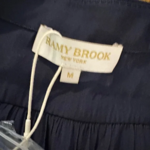 Ramy Brook ALETHA Midnight navy Blue silky short sleeve Jumpsuit NWT MEDIUM - Picture 8 of 10